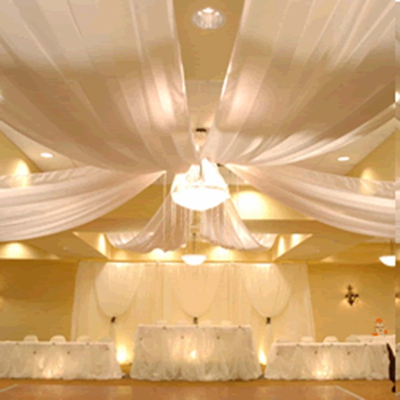 wedding decoration drapes on Foot Finished Satin Drapes In Black Chocolate White Or Ivory