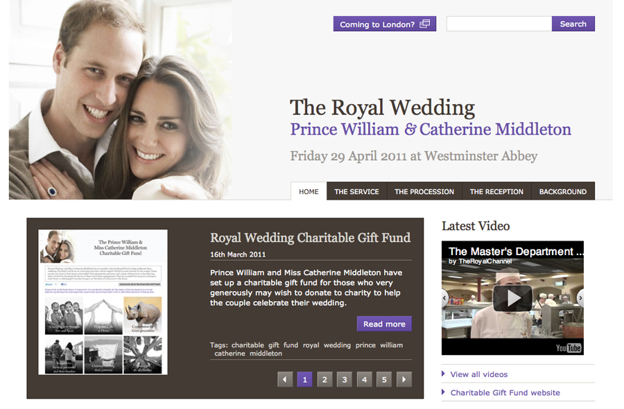 royal wedding website. A royal wedding website